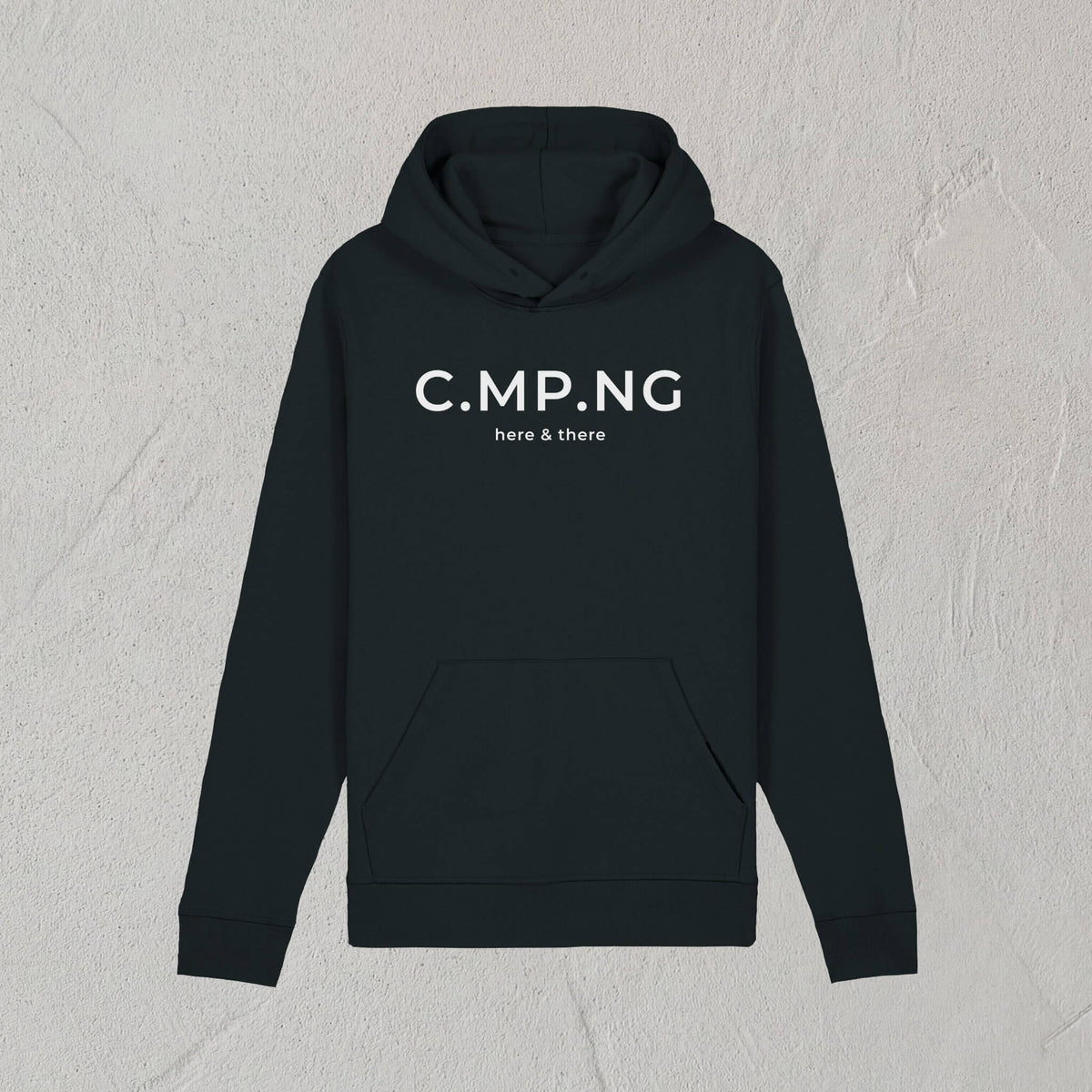 Produktfoto des C.MP.NG Camping Hoodie in dem original design in der Farbe schwarz